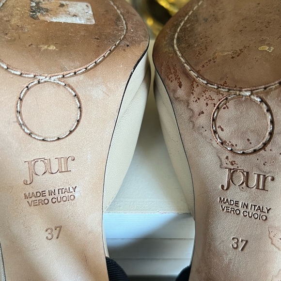 O Jour   Cream and Black Peep Toe Heels Size 37 - Picture 11 of 11